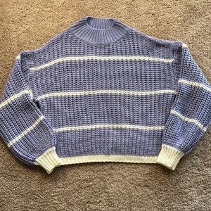 SHEIN Purple and Cream Cowl Neck Sweater